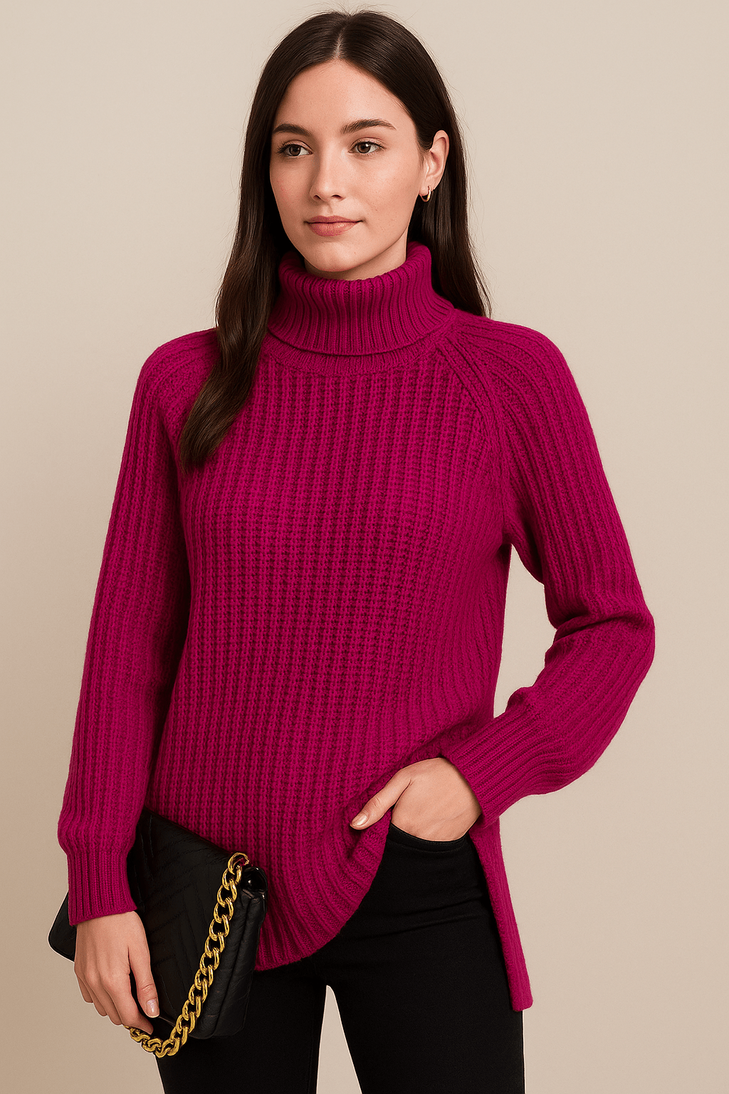 Dames Coltrui - Grof Ribgebreid en Raglanmouwen - ZAMISI