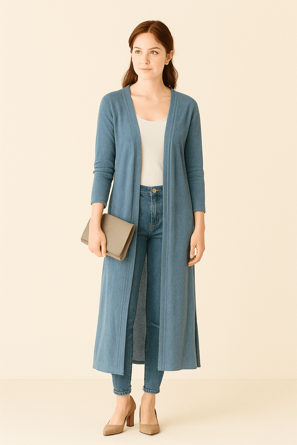 Dames Lang Vest - Open Voorkant en V - Halslijn - ZAMISI