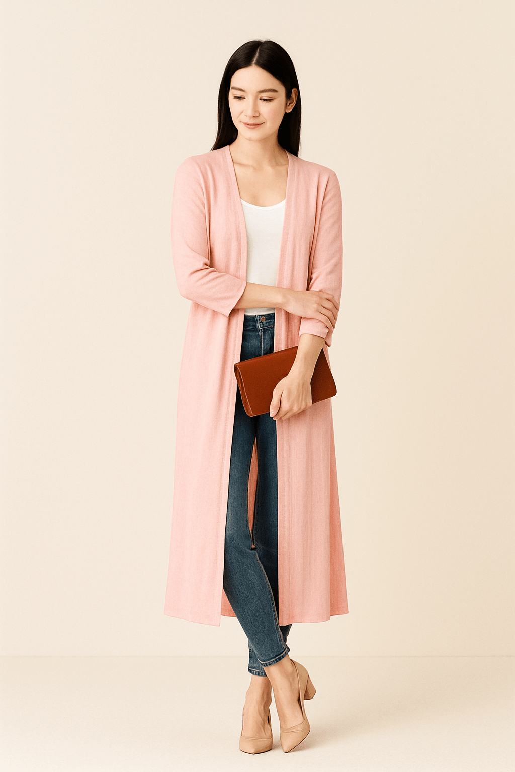 Dames Lang Vest - Open Voorkant en V - Halslijn - ZAMISI