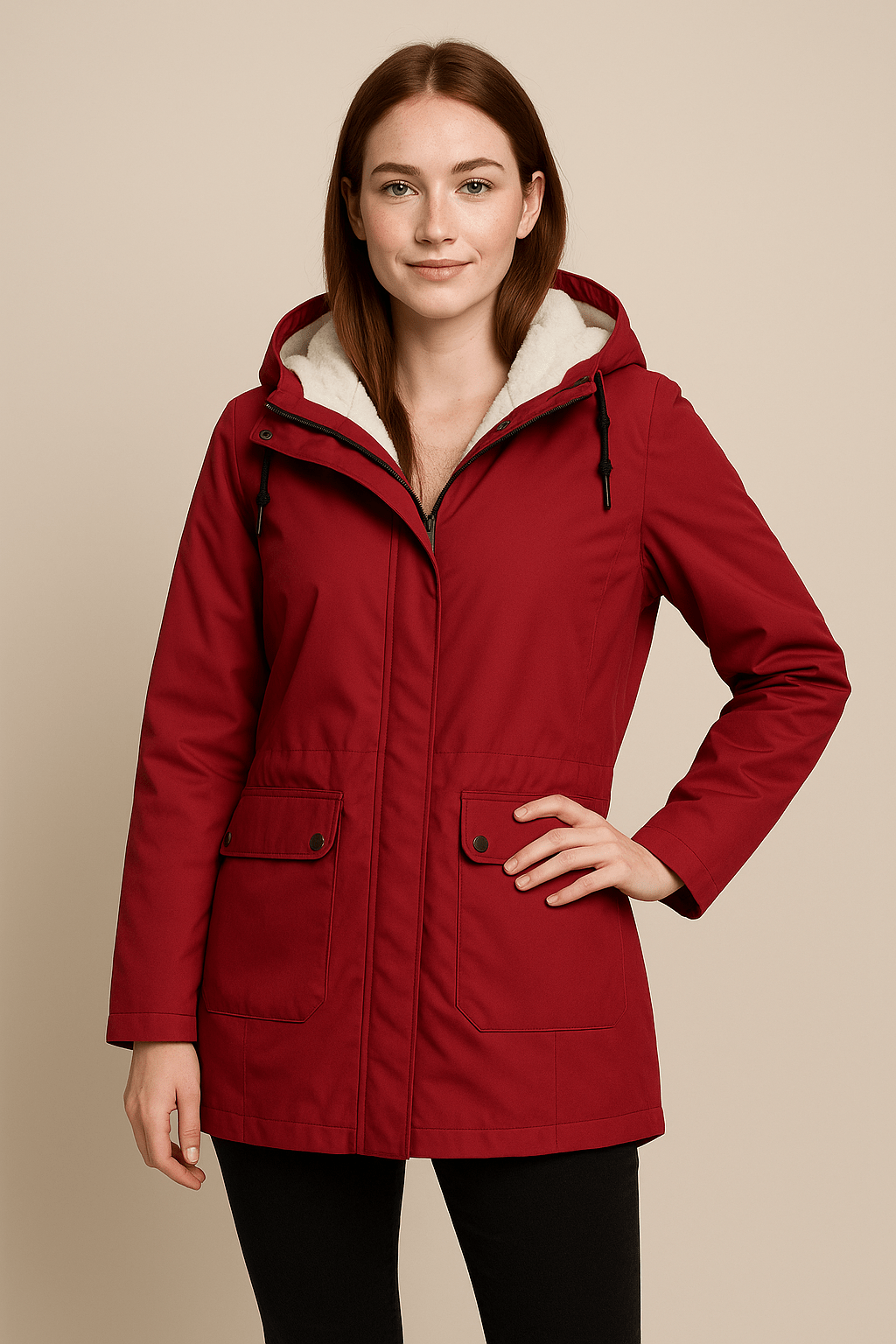 Dames Parka met Capuchon - Ritssluiting en Klepzakken - ZAMISI