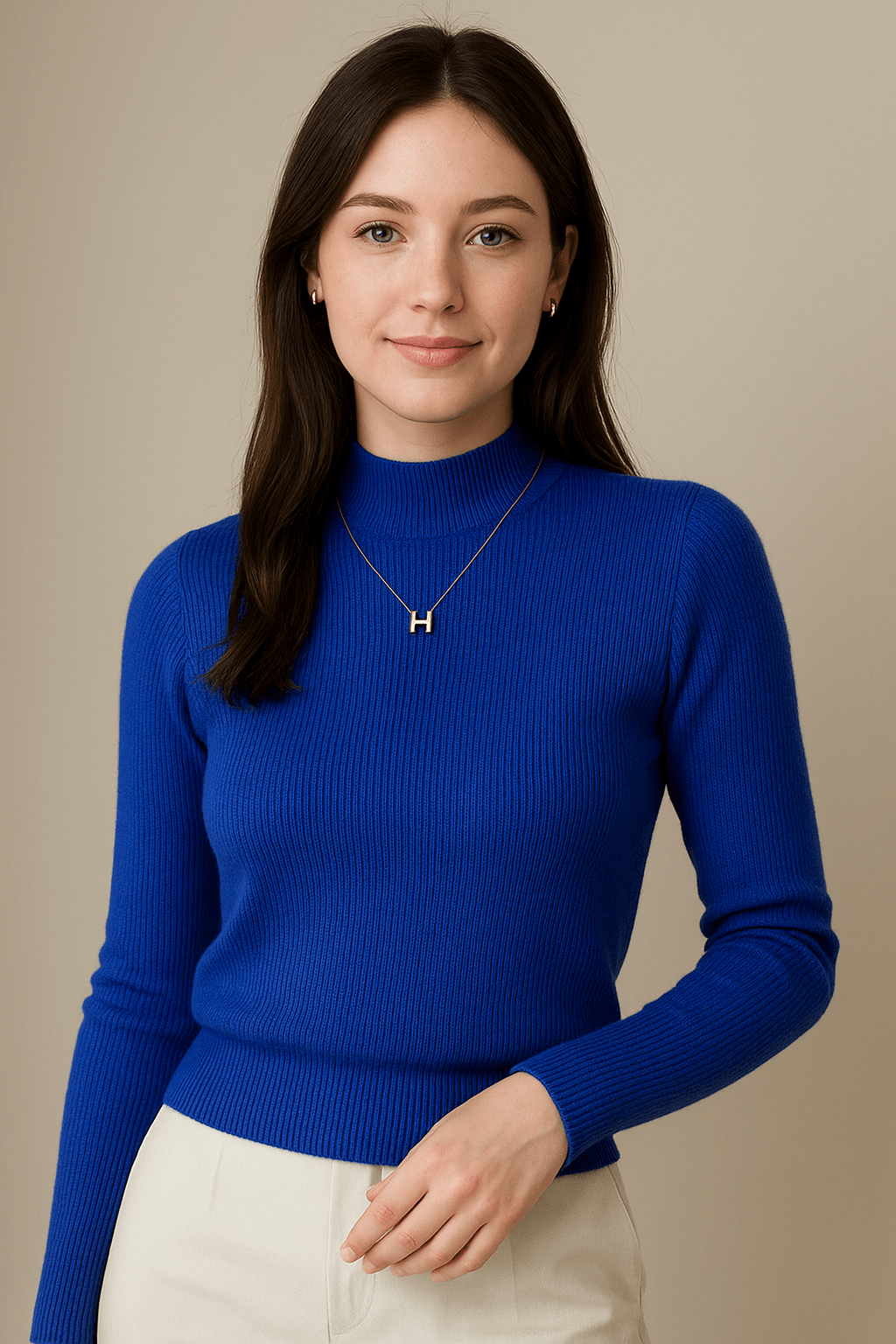 Dames Trui Met Opstaande Kraag - Geribd Breiwerk en Lange Mouwen - ZAMISI