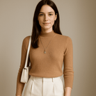 Dames Trui Met Opstaande Kraag - Geribd Breiwerk en Lange Mouwen - ZAMISI