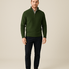 Heren Half - Zip Sweater - Staande Kraag en Glad Breiwerk - ZAMISI