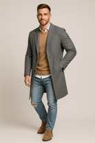 Heren Single - Breasted Jas - Gekerfde Revers en Drieknoopssluiting - ZAMISI