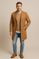 Heren Single - Breasted Jas - Gekerfde Revers en Drieknoopssluiting - ZAMISI